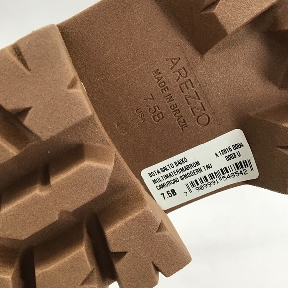 Arezzo Madelyn Suede Leather Lug Sole Ankle Lace-Up Boot Casual Tan NWT Size 7.5 - Picture 2 of 13